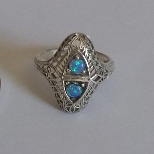 Australian Fire Opal Silver Ring
